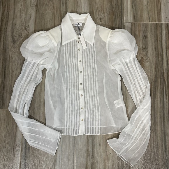 rumord Tops - NWT  Rumored puff bell sleeve sheer top XS Organza Blouse Romantic Victorian